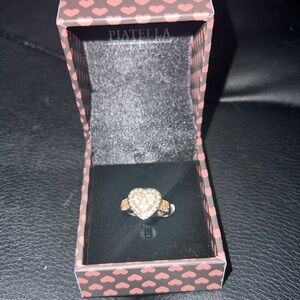 Size 6 Gold plated heart ring with CZ gems